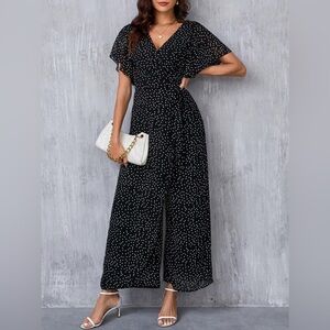 SHEIN Polka Dot Ruffled Sleeve Wide Leg Jumpsuit - Brand New - Never worn